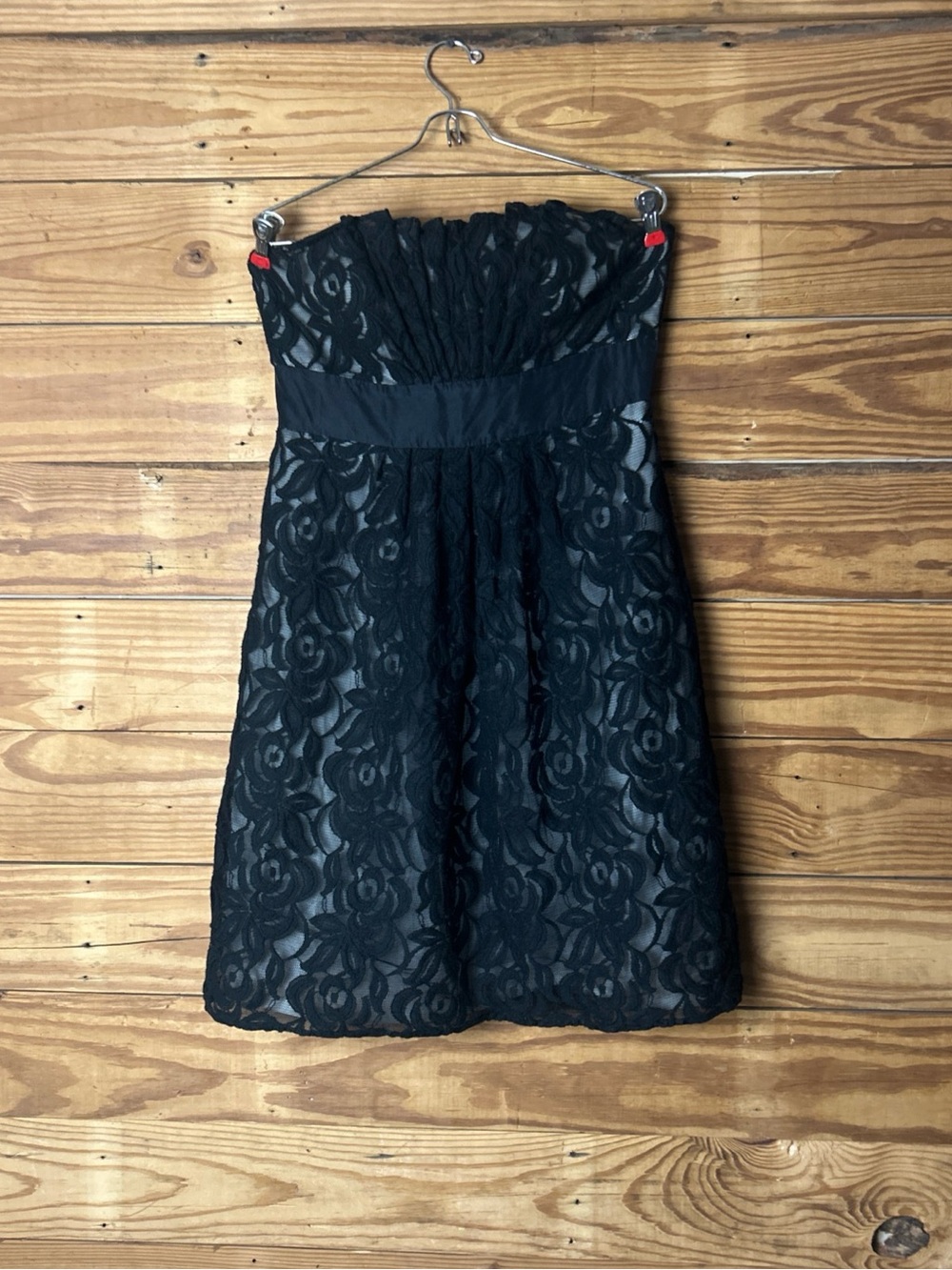 White House Black Market Black Strapless Lace Dress